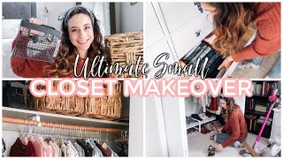 ULTIMATE CLEAN WITH ME + SMALL CLOSET ORGANIZATION IDEAS! Small closet makeover | Justine Marie