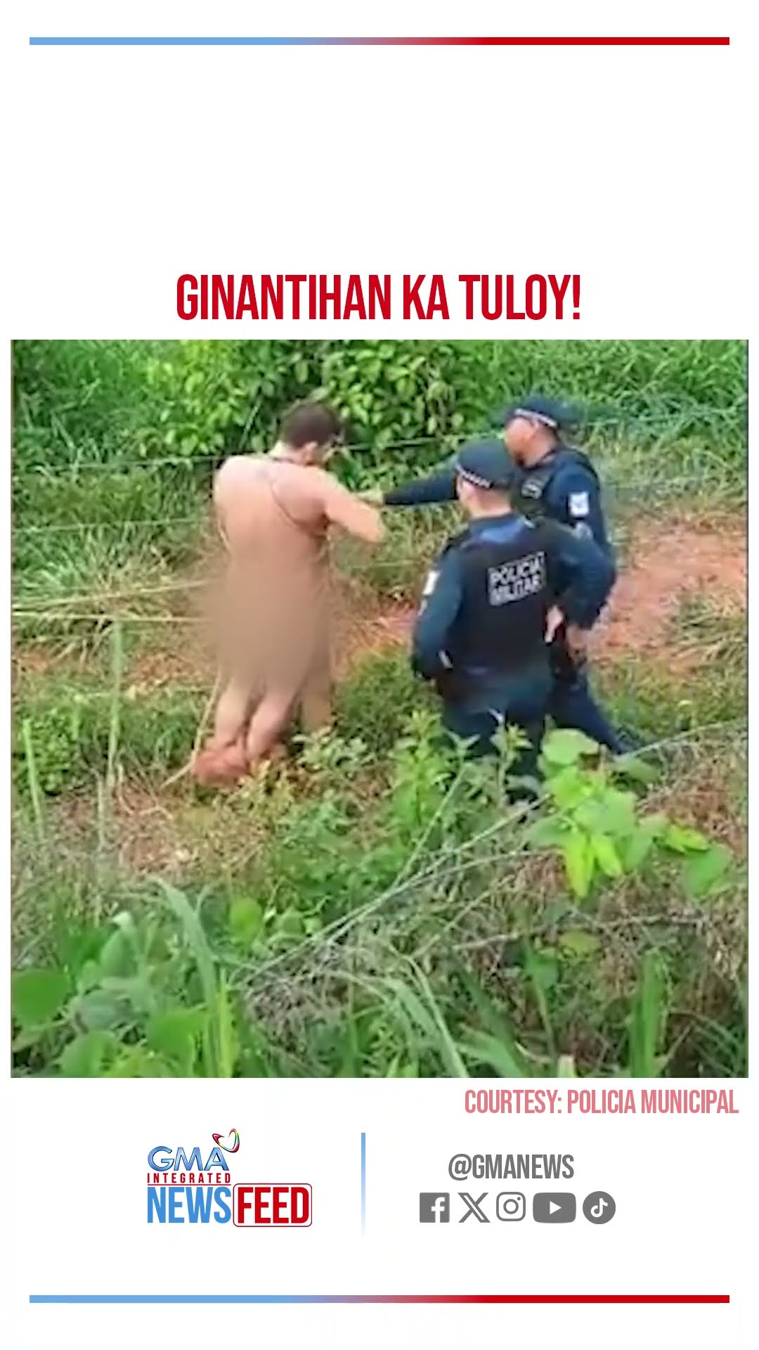 Pulis na nang-away, itinali sa poste nang walang saplot! | GMA Integrated Newsfeed