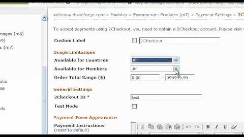Payment Settings 2Checkout