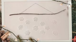 Decoración navideña con rama seca y Snowflakes del Dollar Tree (DIY branches)