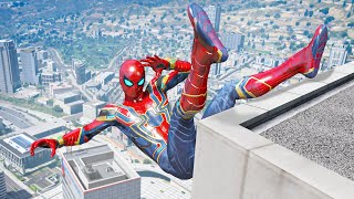GTA 5 Iron Spiderman Falling off Highest Buildings - Episode 02 (Euphoria Ragdolls)