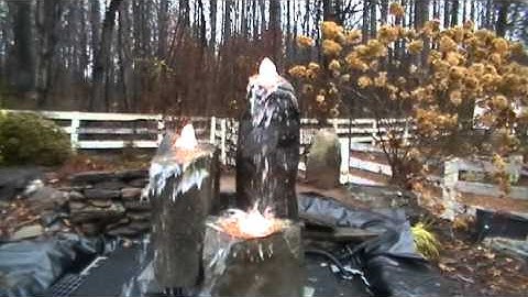 Lighted Basalt Column Water Feature