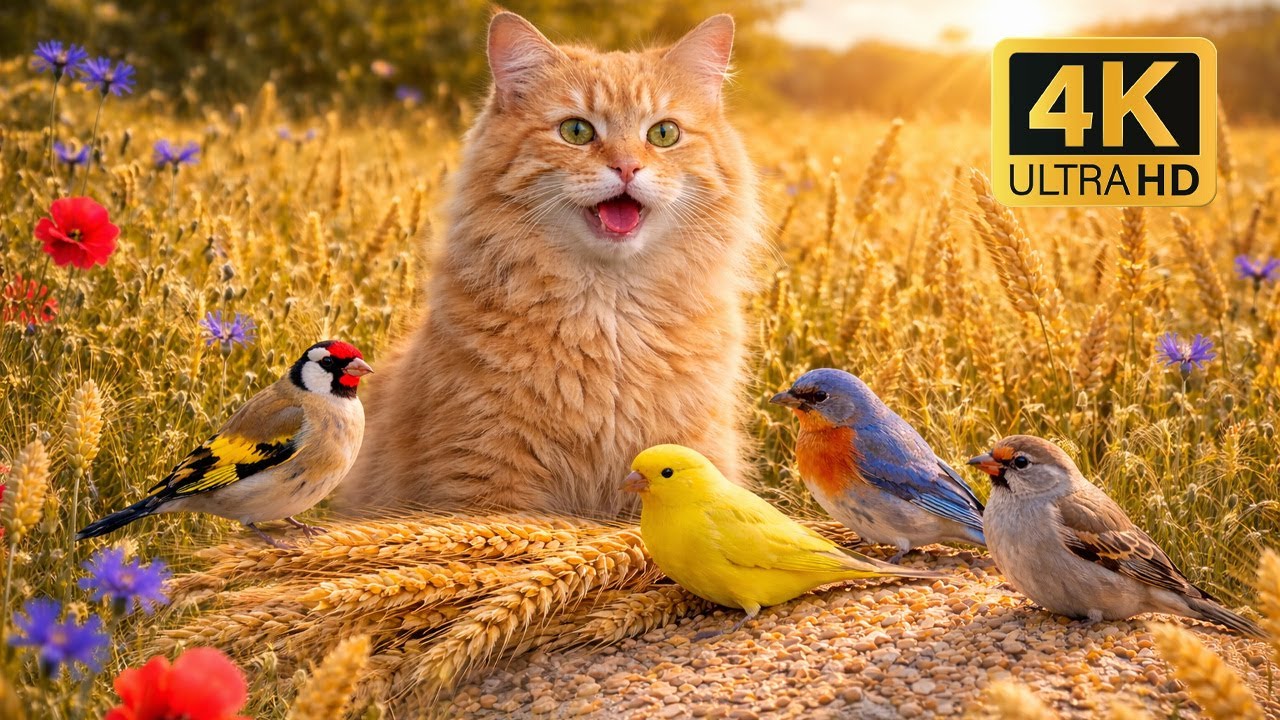 🎬Cats Can’t Stop Watching 😺🐦 Ultimate Bird Paradise in Golden Fields | Cat TV 4K