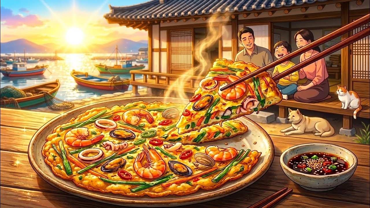 Traditional Korean Seafood Pancake 🦐🥞 | From Harbor to Hanok | Peaceful Korean Village Life