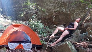 🤗NIGHT CAMPING ALONE IN THE RAIN FOREST🏕️RELAX IN THE TENT WITH FUN SOUNDS