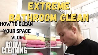 Step by Step Bathroom Cleaning TUTORIAL // TOWEL CLOSET and Vanity Organization!!