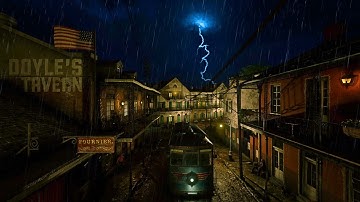 Heavy Rain and Thunderstorm at Doyle’s Tavern in Saint Denis | RDR2 Wild West Ambience