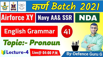 कर्ण  Batch 2021 || ENGLISH || CLASS- 41 || NDA/Airforce XY/Navy AA/SSR || By DGG