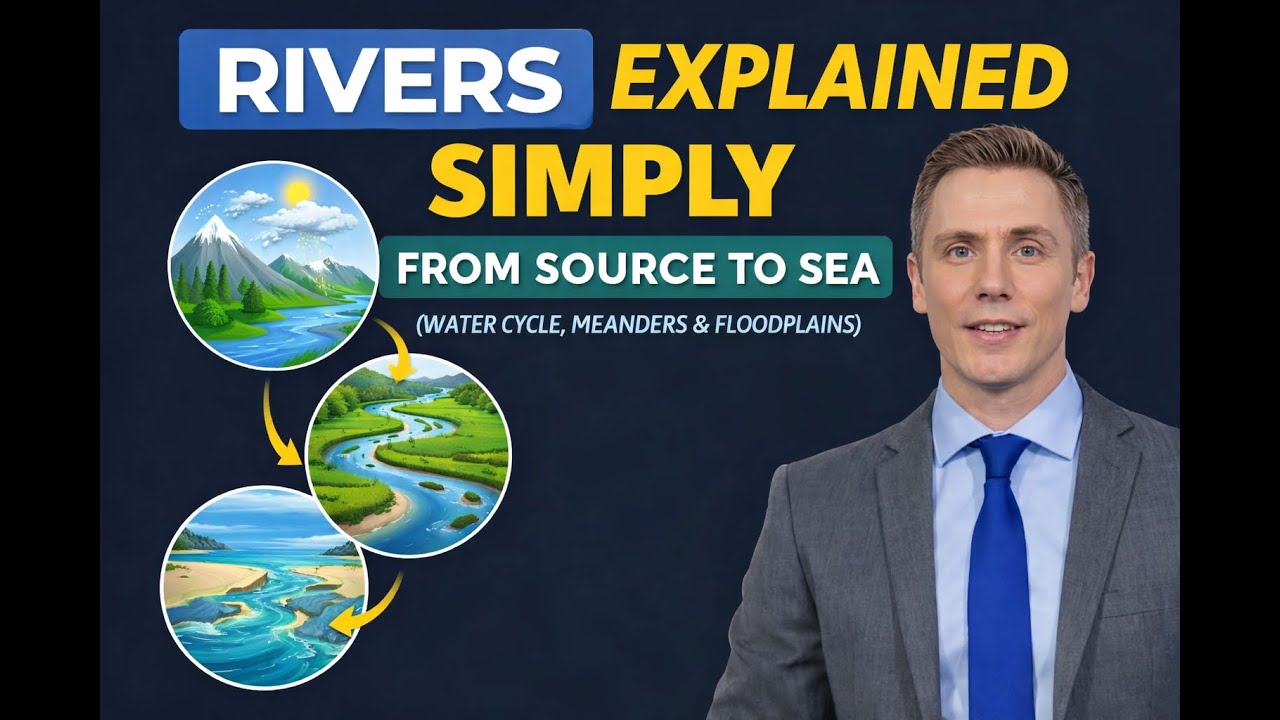 Rivers Explained Simply: From Source to Sea (Water Cycle, Meanders & Floodplains)