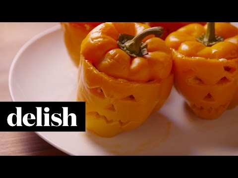 Jack O Lantern Stuffed Peppers Delish Youtube