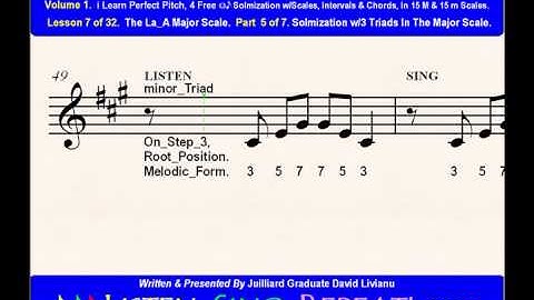 Part 5b. LESSON 7 of 32, The La_A Major Scale. EAR TRAINING EXERCISES