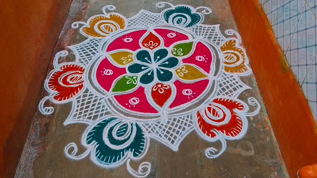 #creativity and colour full rangoli flower design 🌺🌹🏵️🌷❤️💐💯