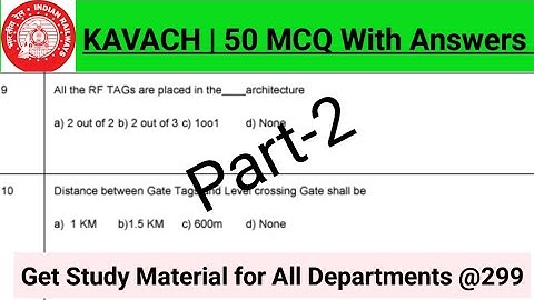 MCQ On Kavach System Part-2 || LDCE Preparation || Train Protection System || Departmental Exam Q&A