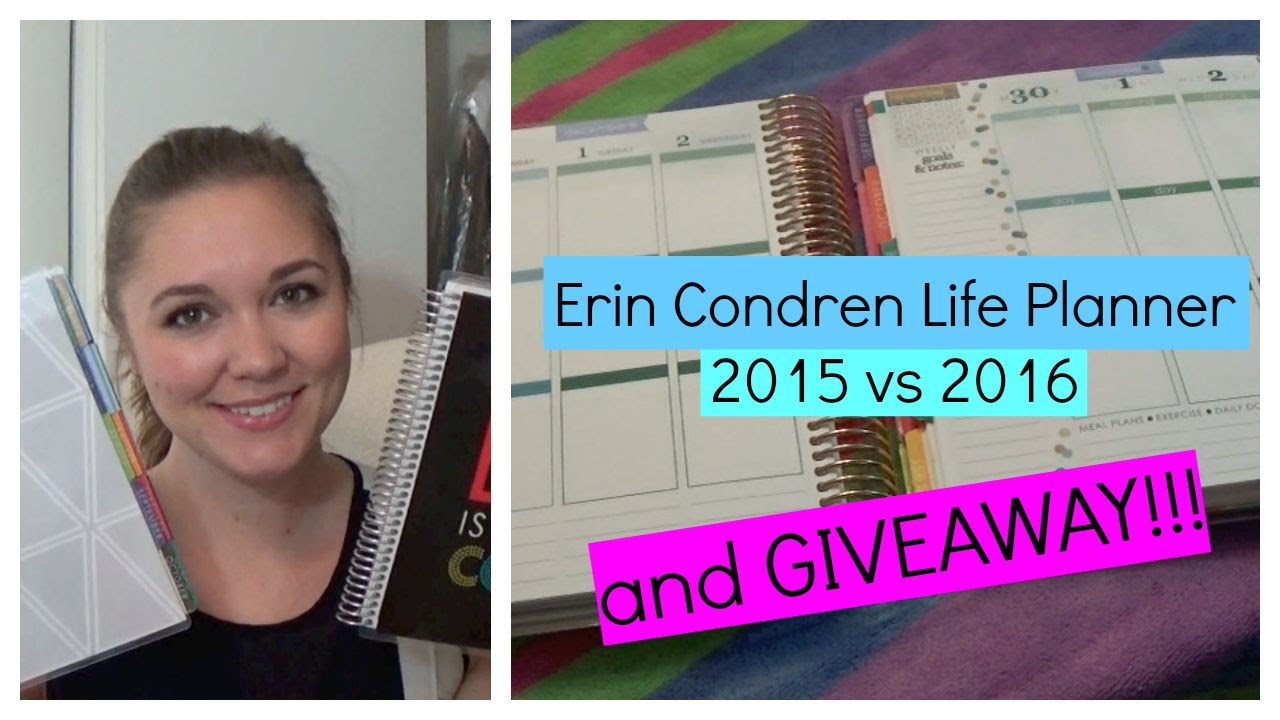 Erin Condren Life Planner 2015 vs 2016 **GIVEAWAY** - YouTube