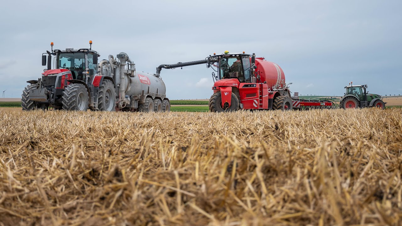 Pandage de digestat avec un Vervaet XL  Semis de couverts en Fendt 724 et Amazone Primera