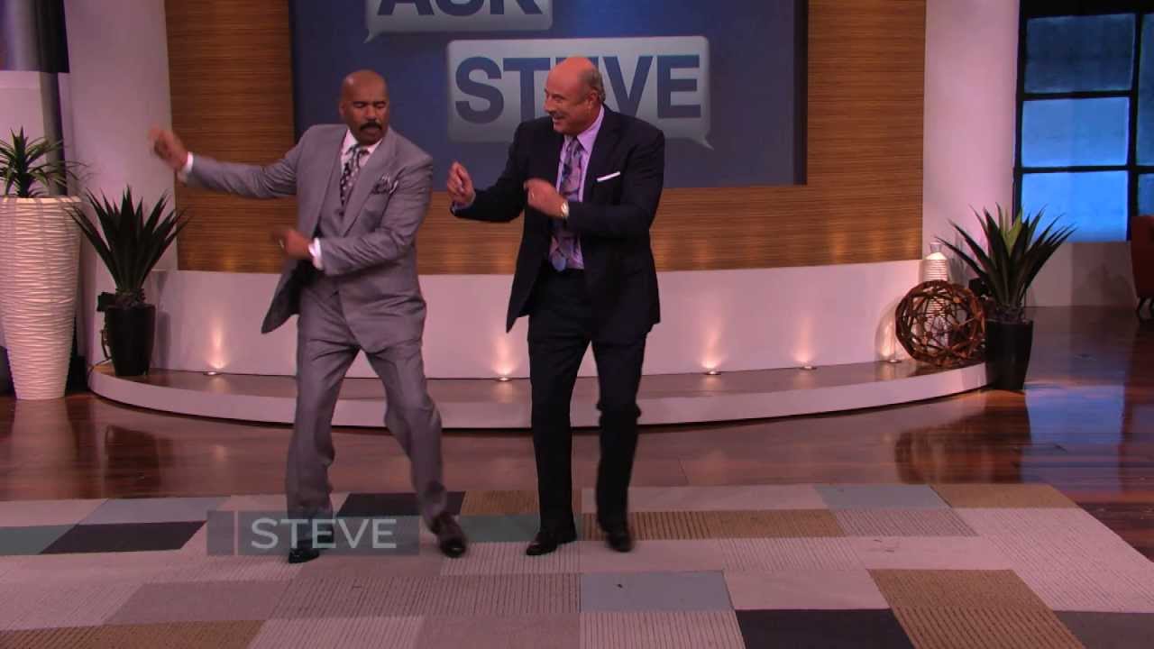 Steve Harvey teaches Dr. Phil how to dance
