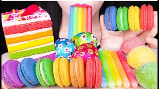 ASMR RAINBOW FOODS *NIK-L-NIP WAX STICKS, MACARON, CAKE 무지개 닉클립 왁스 스틱, 마카롱, 케이크 먹방 EATING SOUNDS