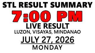 STL Result Today 7PM Draw July 27, 2026 - STL Luzon, STL Visayas, STL Mindanao - STL LIVE