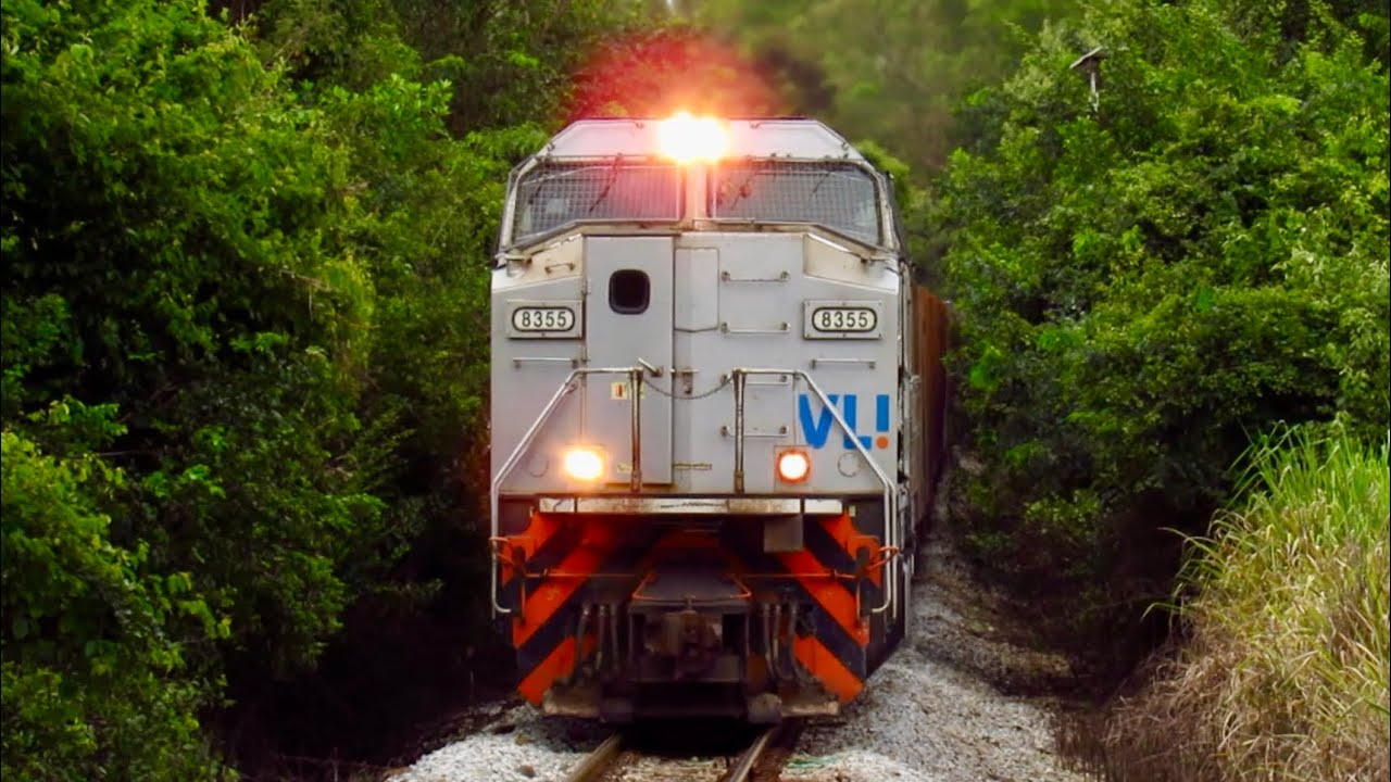 Movimento de trens na estação de Amoras, Carmo do Cajuru - KM 770 + 440  *4K*