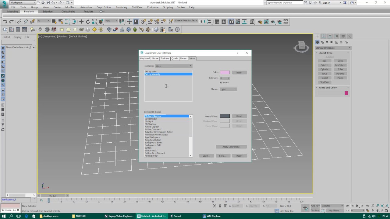 3ds max changing color of the grid - YouTube