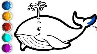 Drawing and Coloring a Cute Whale 🐋 | Easy Drawing for Kids and Toddlers