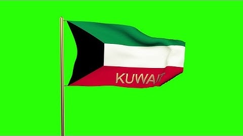 Kuwait Flag With Title Waving In The Wind. Looping Sun Rises Style. Animation Lo Stock Animation