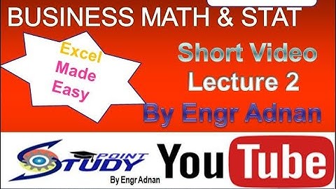 MTH302 Short Video| Lecture 2 |VU Short Lecture |MTH 302 Short Videos| Excel Basics