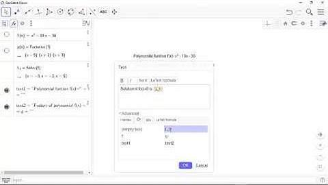 Factorization and Solution of Polynomial function in GeoGebra