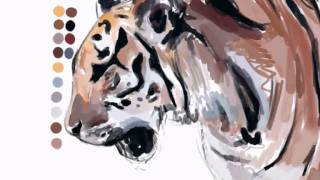⁣Digital painting process - A tiger Part 1/2