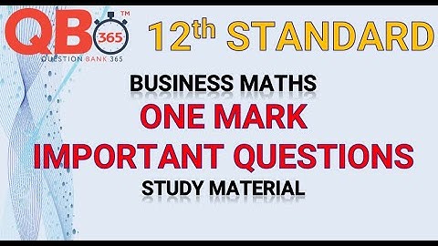 TN | 12th Standard Business Maths One Mark Important Questions Book Back & Creative With Answer Key