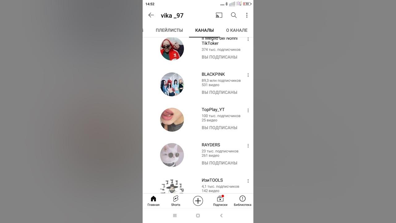 мои подписки - YouTube