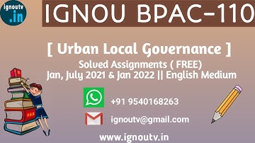 IGNOU BPAC-110 Solved Assignment Jan, July 2021 & Jan 2022 [FREE] || BAPAH || IGNOU TV || IGNOU ||