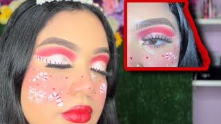 Candy Cane Christmas Makeup Glam by LindasLovelyLife 🎄❤️