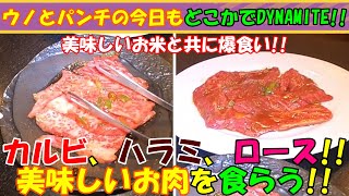 【焼肉】カルビ、ハラミ、ロース…美味しいお肉にご飯が止まりませ～ん！！【ウノとパンチの今日もどこかでDYNAMITE！！】