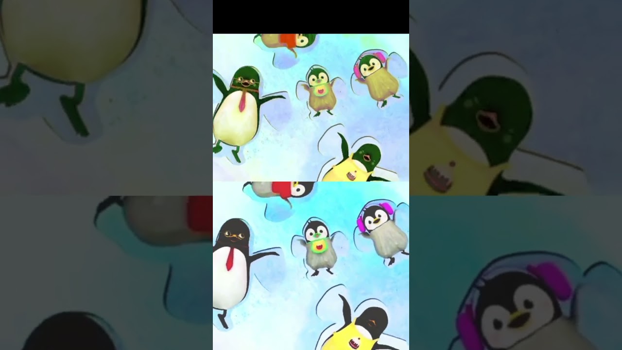 Happy New year the family of penguins playing on the ice effect sponsored by klasky csupo  