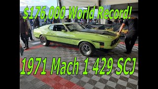 1971 Mustang Mach 1 429 SCJ Drag Pack Grabber Lime World Record $176,000 Barrett-Jackson March '21