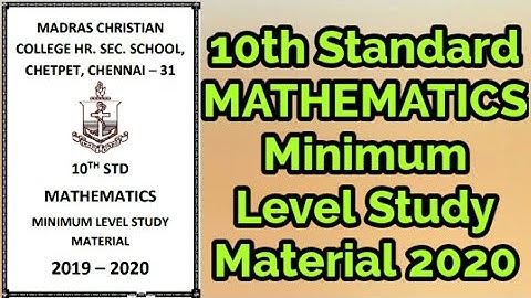 10th MATHEMATICS | Minimum Level Study Material for Average Students 2020