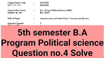 Sol du B.A programme Political science Question No.4 solve 5th semester