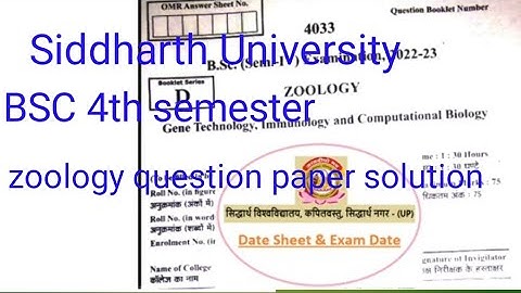 Siddharth University BSC 2nd year 4th semester zoology question paper solution