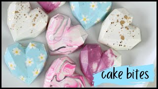 Geometric Heart Mold Cake Bites | Mother's Day Dessert Idea!