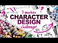 oooo another... 3 MARKER CHARACTER DESIGN CHALLENGE!? | Copic + Ohuhu Markers!