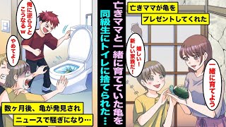 【漫画】亡きママと一緒に育てていた大切な亀を同級生たちにトイレに捨てられた…「俺に逆らうとこうなるw罰を与える！」「ジャー！」数ヶ月後、亀が発見されてニュースで報道され騒ぎになり・・・