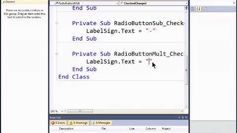 Visual Basic 2010 Express Tutorial 5   Simple Calculator Part 2   RadioButtons 2