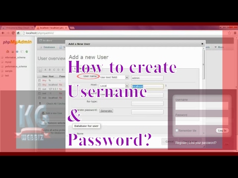 how to create username and password for localhost mysql database