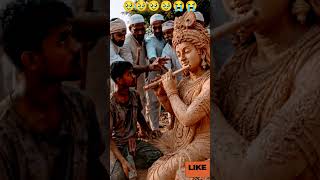Poor Sculptor Crafting a Divine Krishna Statue by Hand 🙏✨ #shorts #krishnasculpture