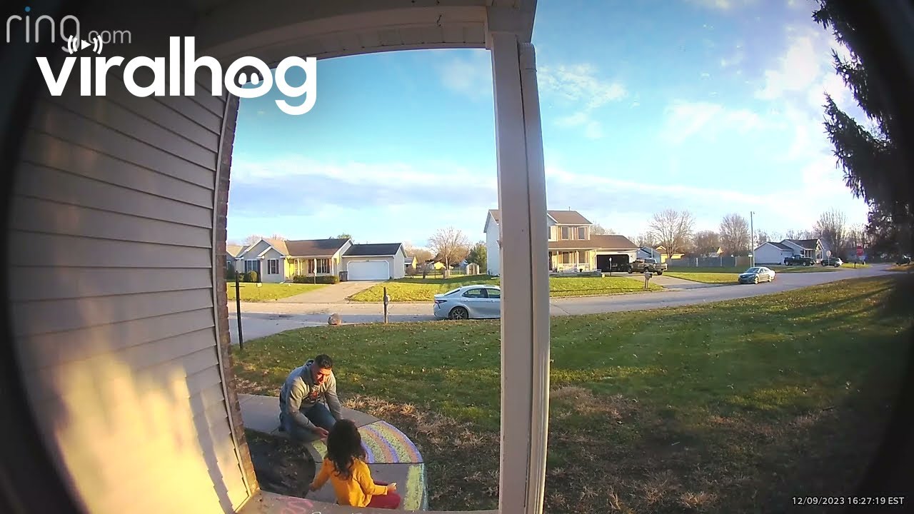 FatherDaughter Moment Caught on Doorbell Cam ViralHog YouTube