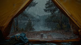 Solo Camping In Heavy Rain | Stop Negative Thinking And Sleep Deeply With Thunder On Tent In Forest
