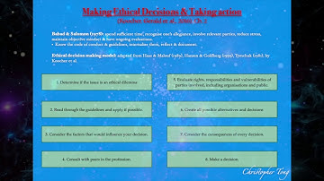 Making ethical decisions - Ethical Decision Making Model