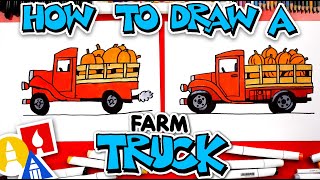 How To Draw A Farm Truck With Pumpkins
