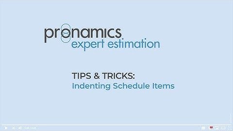 Tips & Tricks - Indenting Schedule Items - Pronamics cost estimating software
